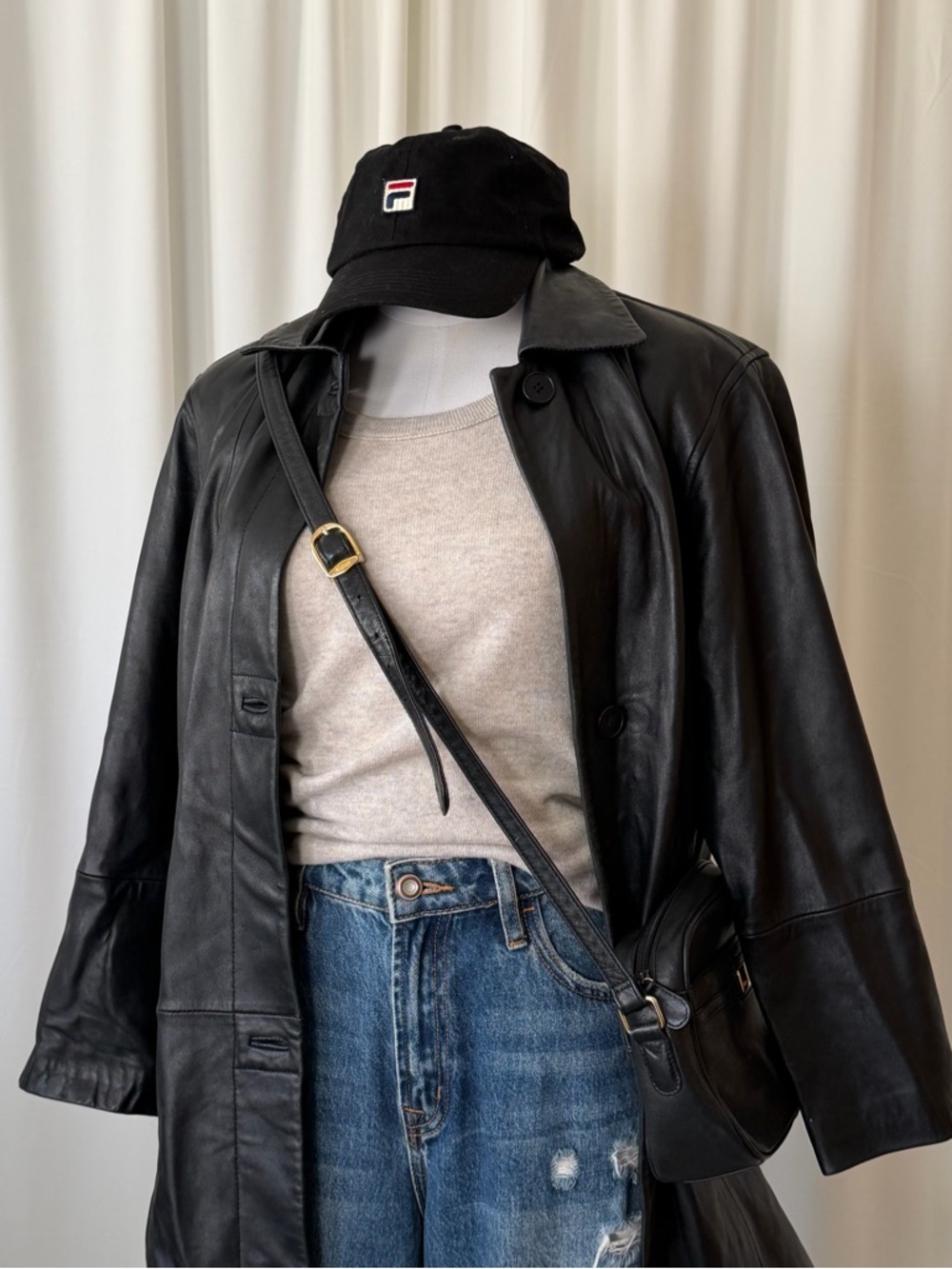 Vintage 2000s Anne Klein Leather Jacket Black Small Minimalist. - Picture 6 of 14